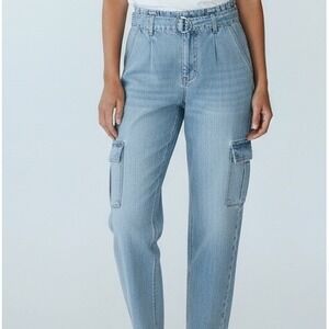 White House Black Market Cargo Jeans Sz‎ 10 Extra High Rise Tapered Ankle